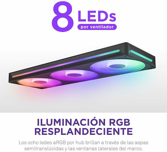 NZXT F360 Core Ventilator Pentru Carcasă (2400rpm / 75.12cfm) cu Iluminare RGB și Conexiune 4-Pin PWM / 4-pin RGB NZXT
