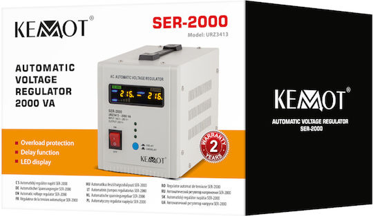Kemot SER-2000 Voltage Regulator Servo 2000VA with 2 Sockets Current