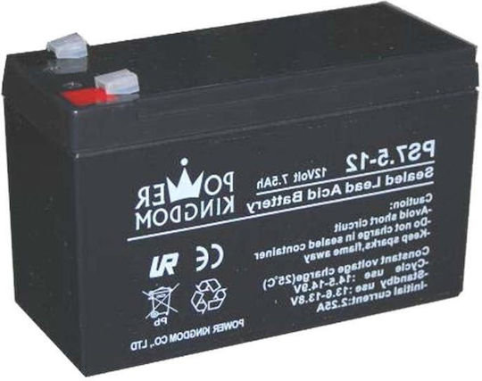 Power Kingdom PS7.5-12 Батерия UPS с Капацитет 7.5Ах и Напрежение 12V 1бр