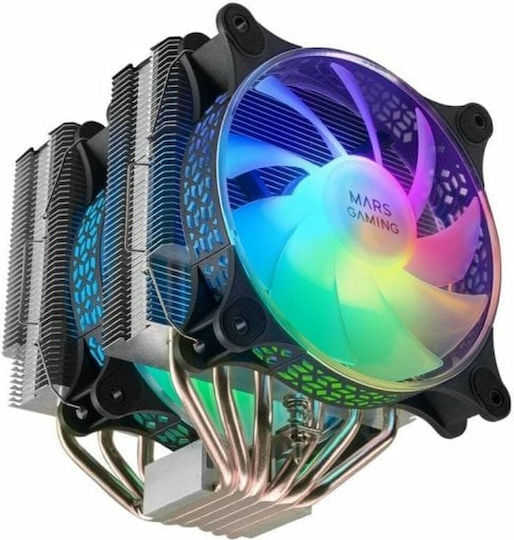 Mars Gaming MCPU-XT Dual Fan CPU Cooling with ARGB for AM4/AM5/1200/115x/1700 Socket