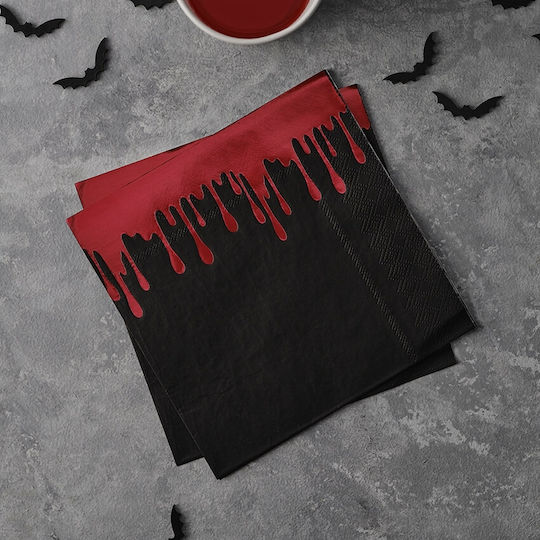 Χαρτοπετσέτες Μαύρες για Halloween Party 16τμχ