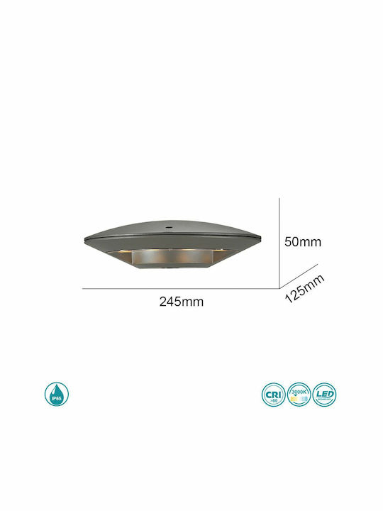 Sun Light Επιτοίχια Εξωτερική Πλαφονιέρα LED IP54 με Θερμό Λευκό Φως
