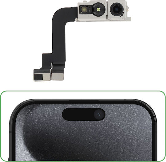 Резервна предна камера Relife за iPhone 15 Pro Max 12mp Селфи сензор Черен