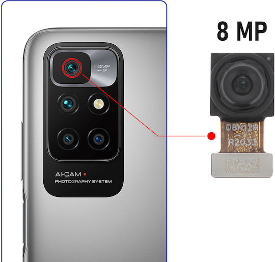 Clappio Camera Modul Redmi 10 Ultra Wide-angle 8mp Sensor Black