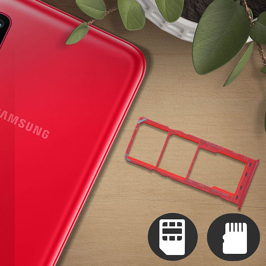 SIM-Karten-Einschub Ersatz 2x Nano-SIM MicroSD Galaxy A10 Rot