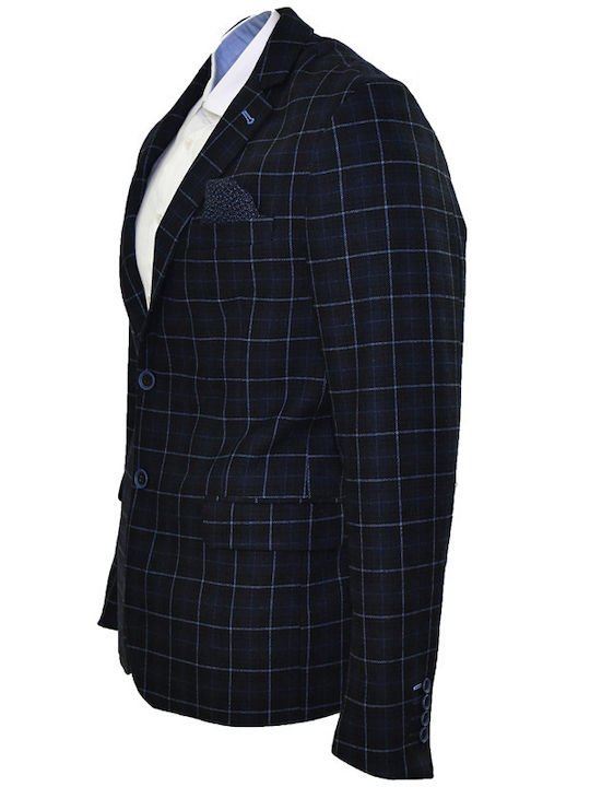 MEN'S CHECKED BLAZER MEZZO UOMO DARK BLUE