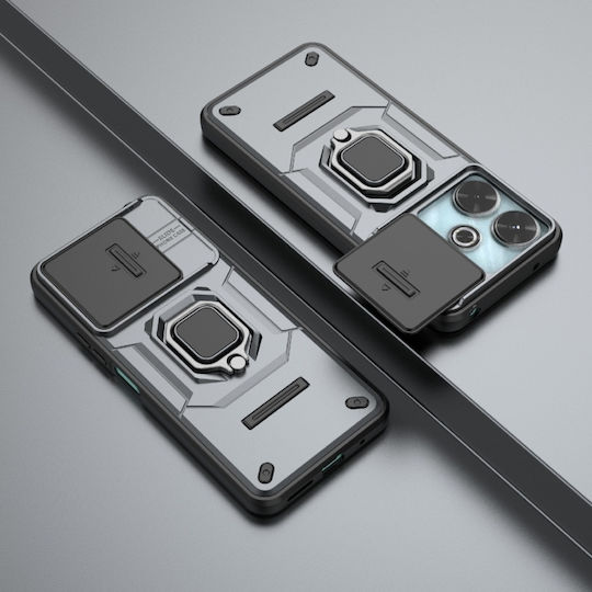 Sliding Camshield Задна корица Силикон / Пластмаса Сив (Redmi 13 / Poco M6 4G)