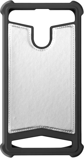 Universelle stoßdämpfende Kunstlederhülle für 4,3" 4,7" Smartphones – Silber