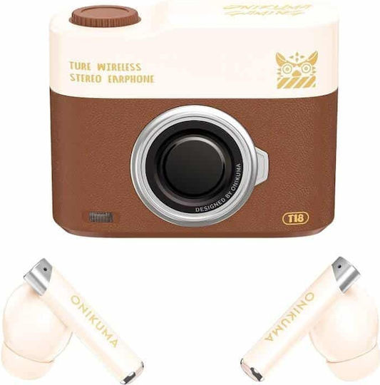 Onikuma T18 In-Ear Bluetooth-Freisprecheinrichtung Kopfhörer mit Schweißresistenz und Ladeetui Braun