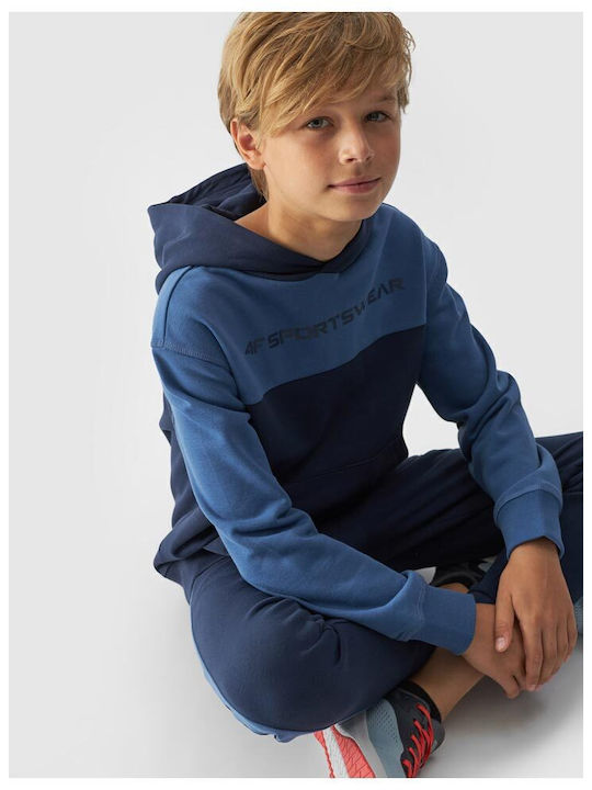 Kinder-Sweatshirt mit Kapuze und Taschen Blau