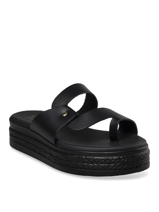 Tsouderos Shoes Women's Flat Sandals in Black Color