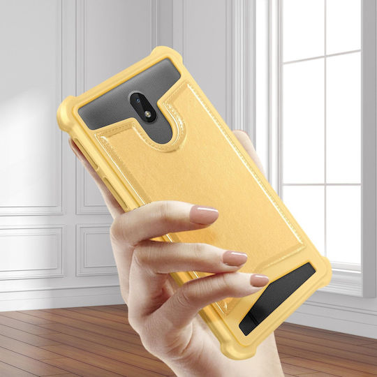 Universal Faux-leather Shock Absorbing Case 4.7" 5.3" Smartphones – Gold