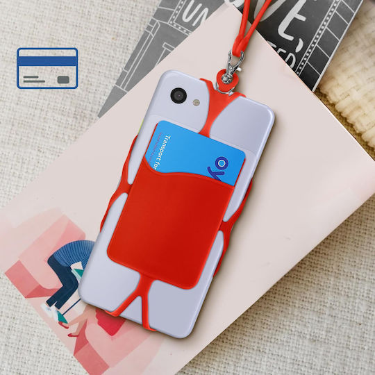 Universal Lanyard Case Smartphones Card-holder Neckpouch Series Red