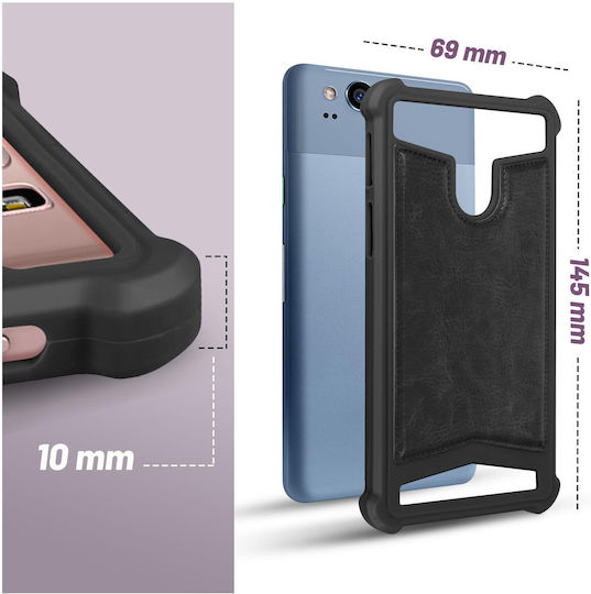 Universal Faux-leather Shock Absorbing Case 4.7" 5.0" Smartphones – Black