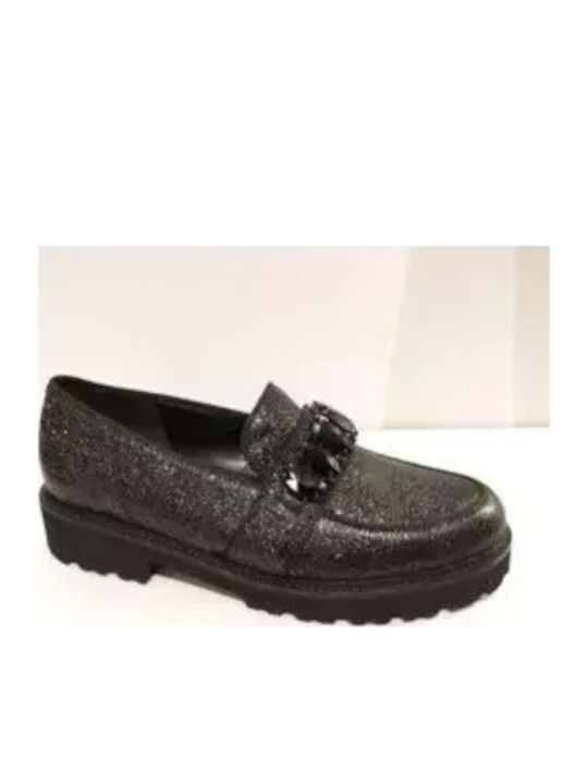 Δερμάτινα Γυναικεία Loafers σε Μαύρο Χρώμα