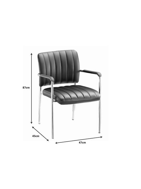 Chair Visitor Cazen with Arms in Black Color 47x45x87cm 1pcs