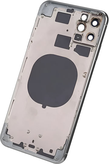 Clappio Frame + Battery Cover Iphone 11 Pro Max Rear Window Silver