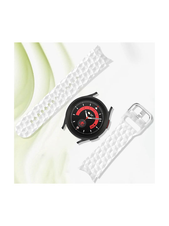 Samsung Galaxy Watch 5 5 Pro 4 Armband Silikon Diamantstruktur Weiß