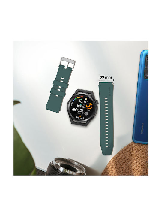 Huawei Watch Gt Runner Strap Reinforced Silicone Silver Buckle Green