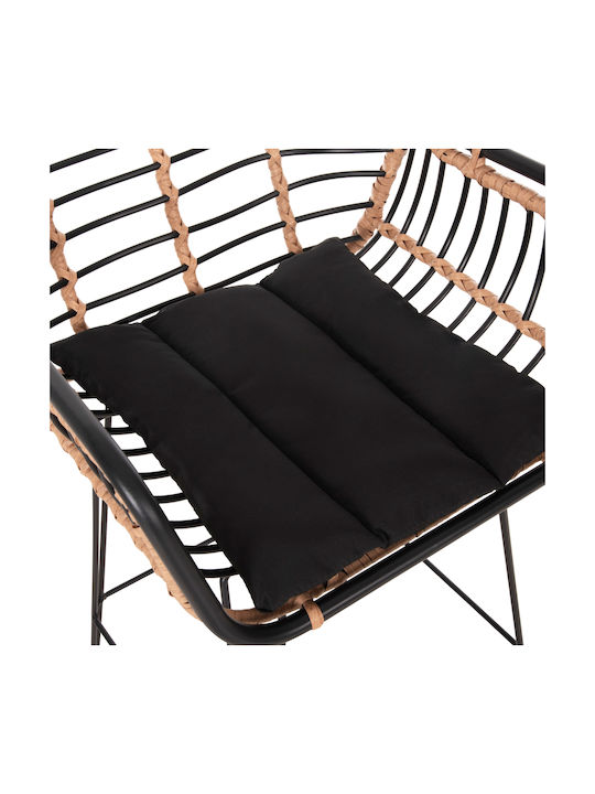 Scaun De Bar Pentru Exterior Rattan Allegra Cu Pernă Neagră Bej 55x54x108cm