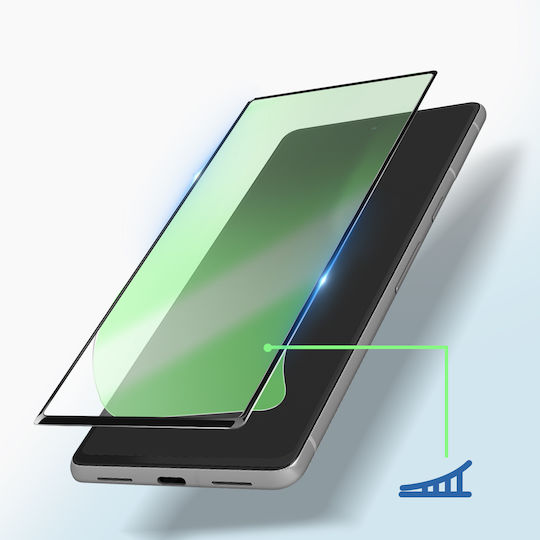 Пълно лепило със скосен ръб удароустойчиво стъкло за Google Pixel 7 черен