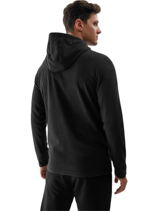 M176 Ανδρική Ζακέτα Fleece με Κουκούλα Μαύρη