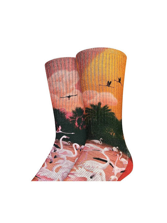 Good Luck Sock Men's Socks Flamingos In Sunset Gls-4338