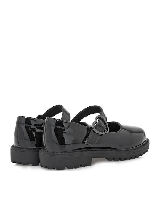 Kids Patent Leather Ballerinas Mary Jane with Adjustable Metal Clasp Black