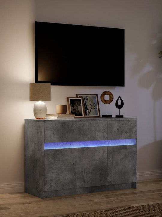 Шкаф за телевизор Дървен с LED Осветление Grey Rock Д91xШ34xВ61см
