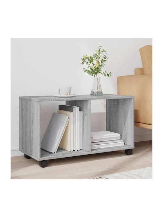 Rectangular Side Table Wooden with Wheels Grey Sonoma L72xW33xH42.5cm.