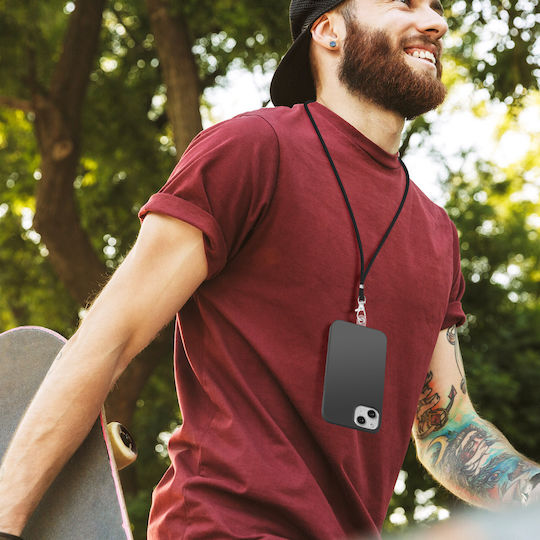 Universelle Smartphone-Kordel Geflochtenes Nylon Etui 90cm Schwarz