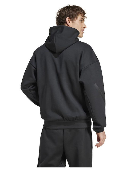 Adidas Herren Sweatshirt Jacke mit Kapuze und Taschen Schwarz