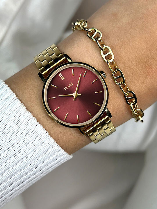 Cluse Boho Womens Watch 28mm Battery With Gold Steel Bracelet