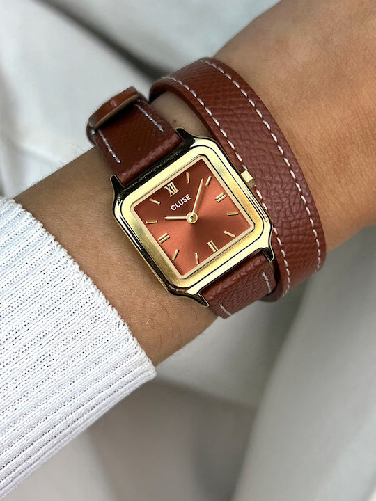 Cluse Gracieuse Petite Γυναικείο Ρολόι 24mm Μπαταρίας με Καφέ Δερμάτινο Λουράκι