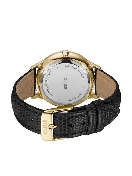 Cluse Minuit Women's Watch with Gold Leather Strap