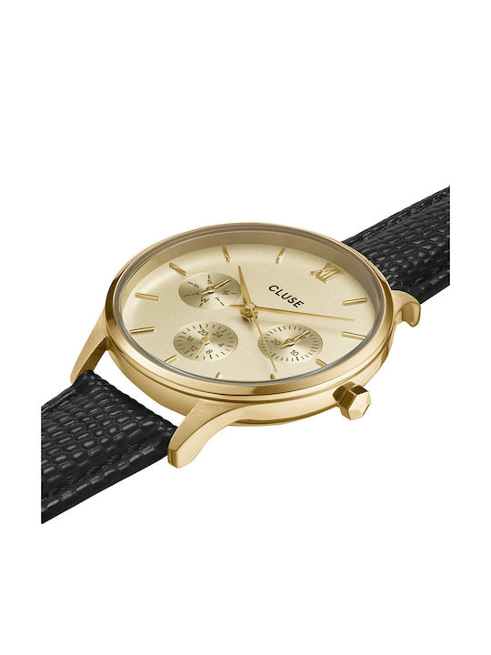 Cluse Minuit Women's Watch with Gold Leather Strap