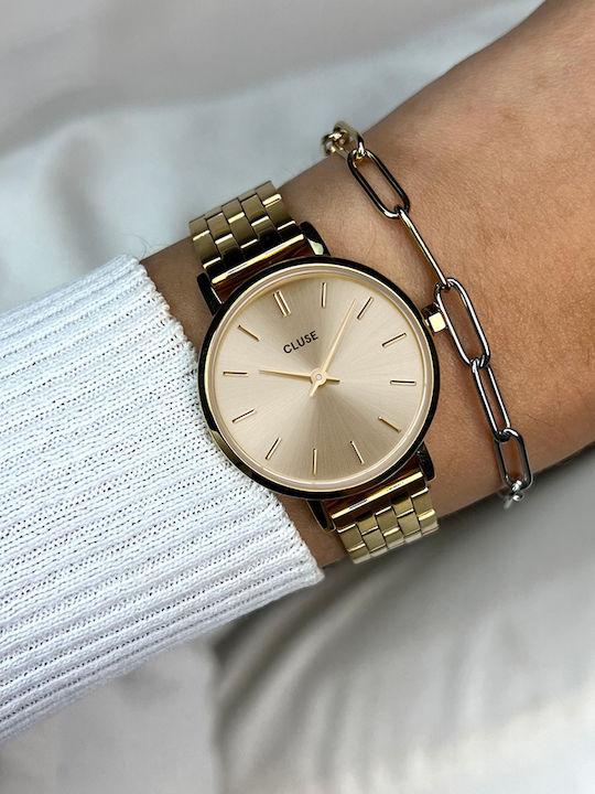 Cluse Boho Damen Uhr mit Gold Metallarmband