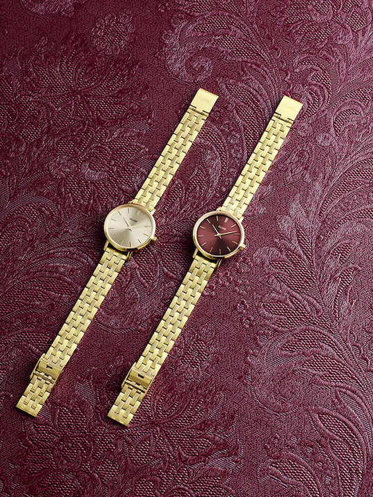 Cluse Boho Damen Uhr mit Gold Metallarmband