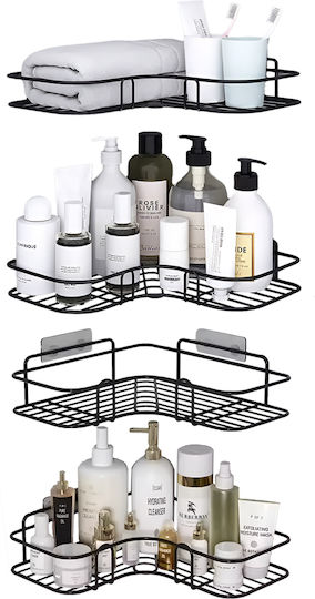 Set 4 Corner Shelves Quasar Co. Wall-mounted 26 X 26 X 5.5 Cm Metal Black