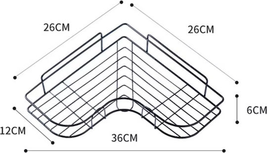 Set 4 rafturi de colț Quasar Co. montate pe perete 26 X 26 X 5.5 cm metal negru
