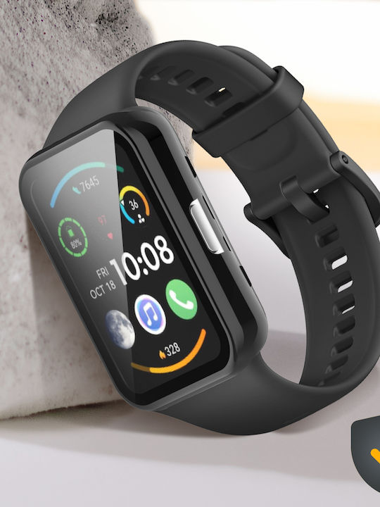 Kompletter Panzerglas Displayschutz Huawei Watch Fit 2 2 Active Schwarz