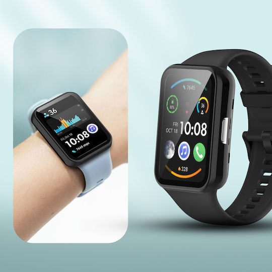 Kompletter Panzerglas Displayschutz Huawei Watch Fit 2 2 Active Schwarz