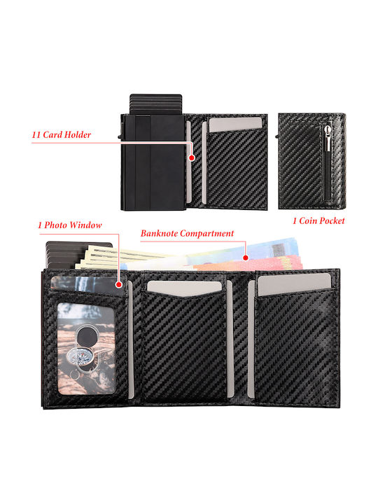 Men's Wallet Cards with Slide Mechanism Black