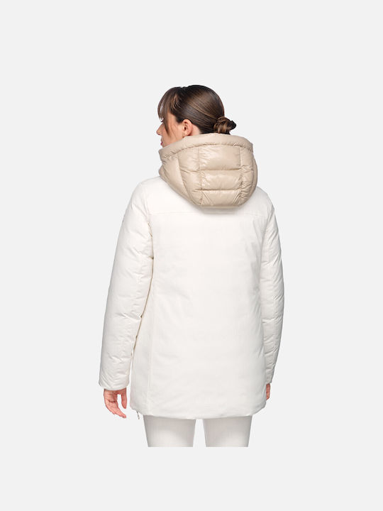 Geox Kurz Damen Parka Jacke für Winter White