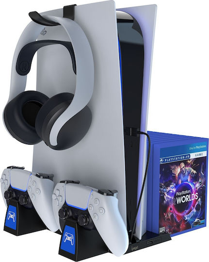 iPega PG-P5037 6 in 1 Multifunctional Charging Station for 2 controllers PS5 Black