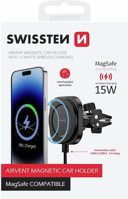 Swissten Car Stand Magsafe 15w 360° Rotation Air Vent Black