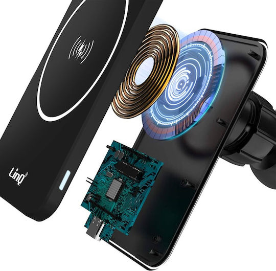 Linq Magsafe 15w Car Mount Vent Mount Led Indicator Black