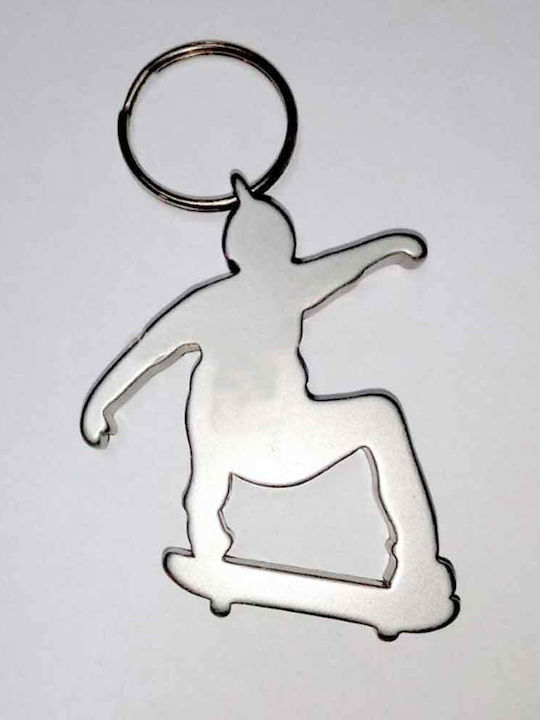 Munkees Keychain Opener Skateboarder Silver