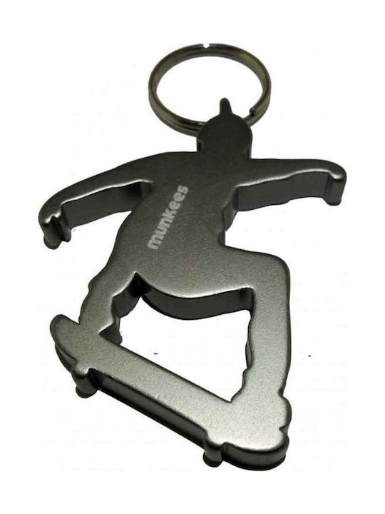 Munkees Keychain Opener Skateboarder Silver