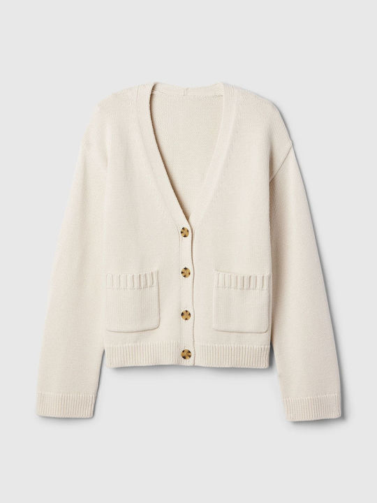 GAP Women's Knitted Cardigan with Buttons Cream Beige